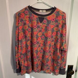 Natural Life floral waffle shirt